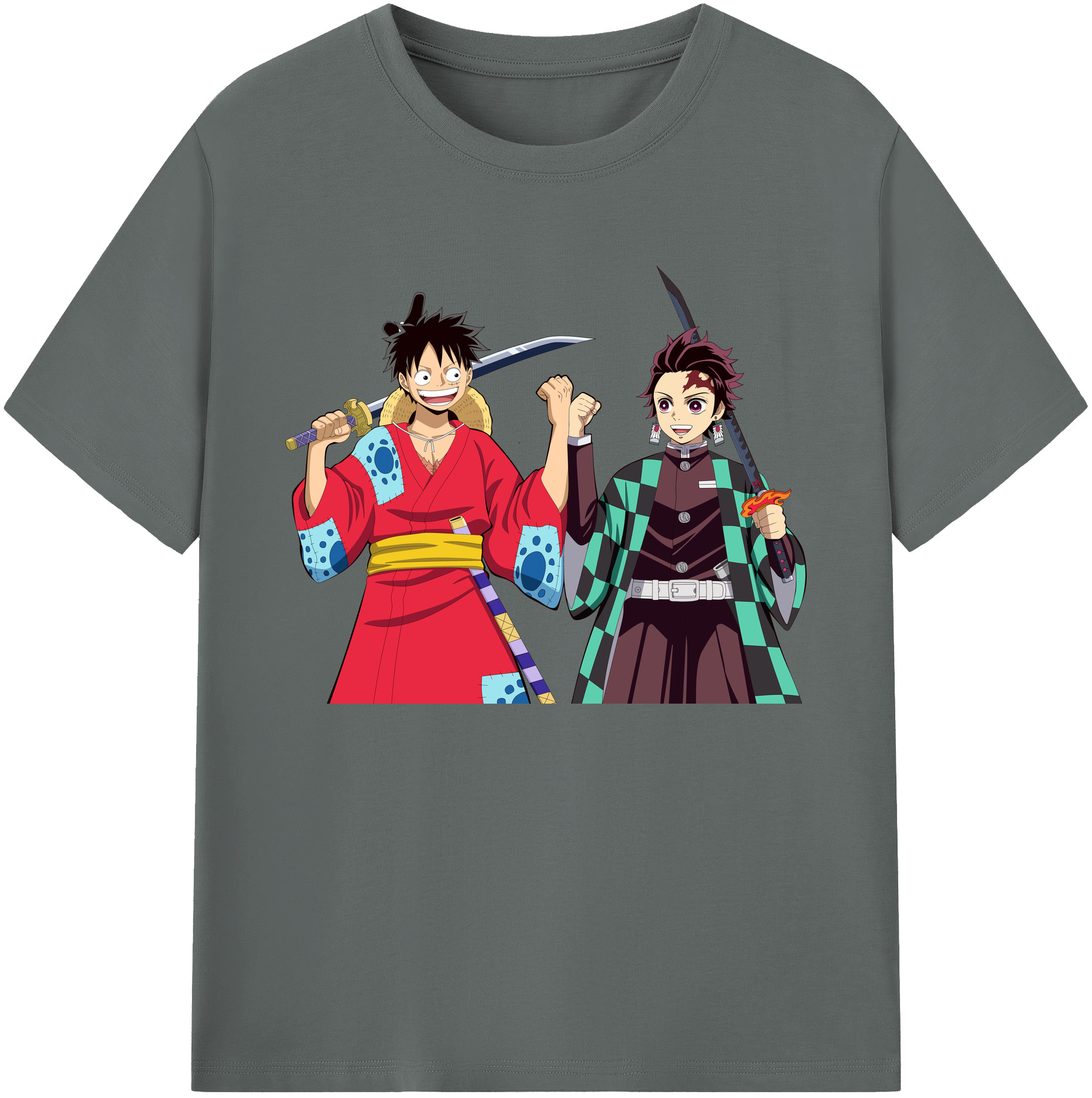 （画像用） 鬼滅の刃 竈門 炭治郎／かまど たんじろう Kamado Tanjirou 綿100％ メンズ半袖Tシャツ｜肌触りやわらか＆通気性